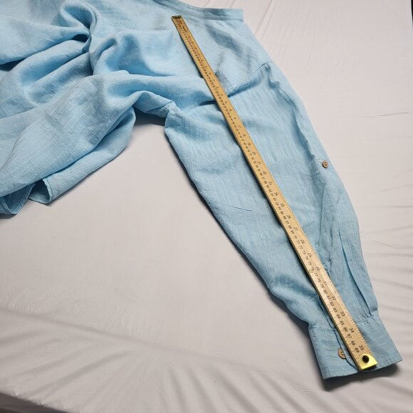 Carribean Mens Shirt Linen Blend Button Up 3XT Tall Roll Tab Long Sleeve Coastal - Picture 16 of 16